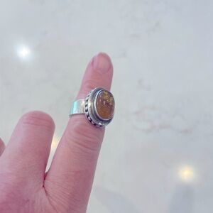 Silver Ring with Amber Stone